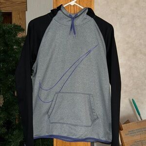 Nike Gray and Black Hoodie with Blue Accents